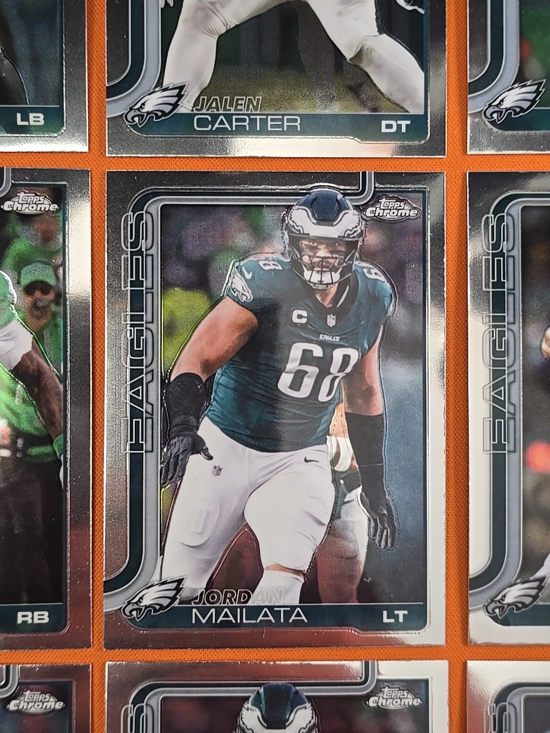 🟢🦅⚪️ 2025 TOPPS CHROME PHILADELPHIA EAGLES COMPLETE BASE TEAM SET(13 CARD LOT)