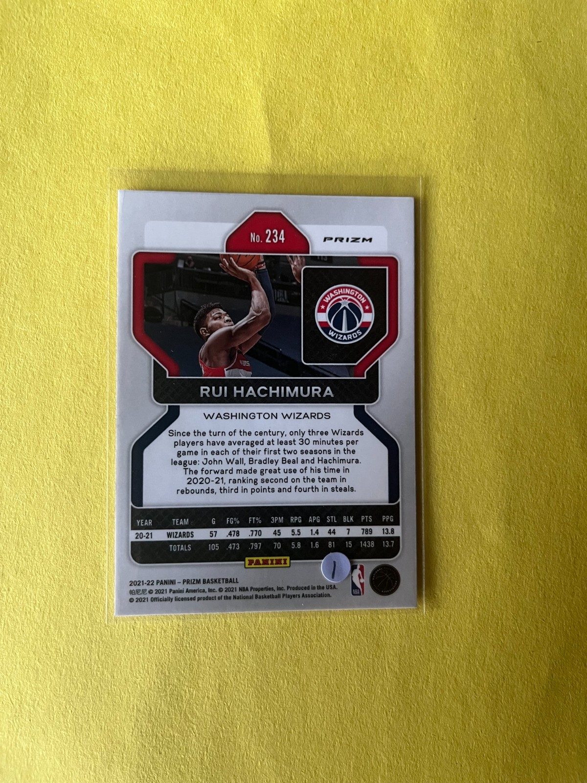2021-22 Panini Prizm Rui Hachimura SILVER PRIZM #234 Parallel 1