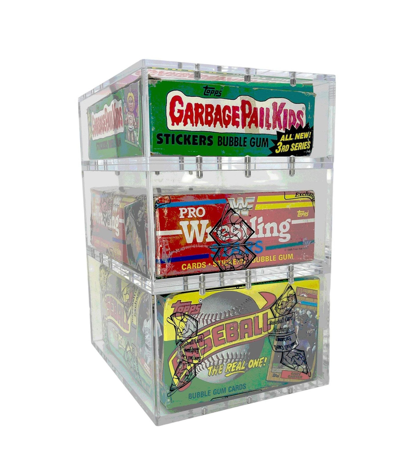 Stackable Premium Acrylic Display Case w/ Magnetic Lid for Topps Cards Wax Box