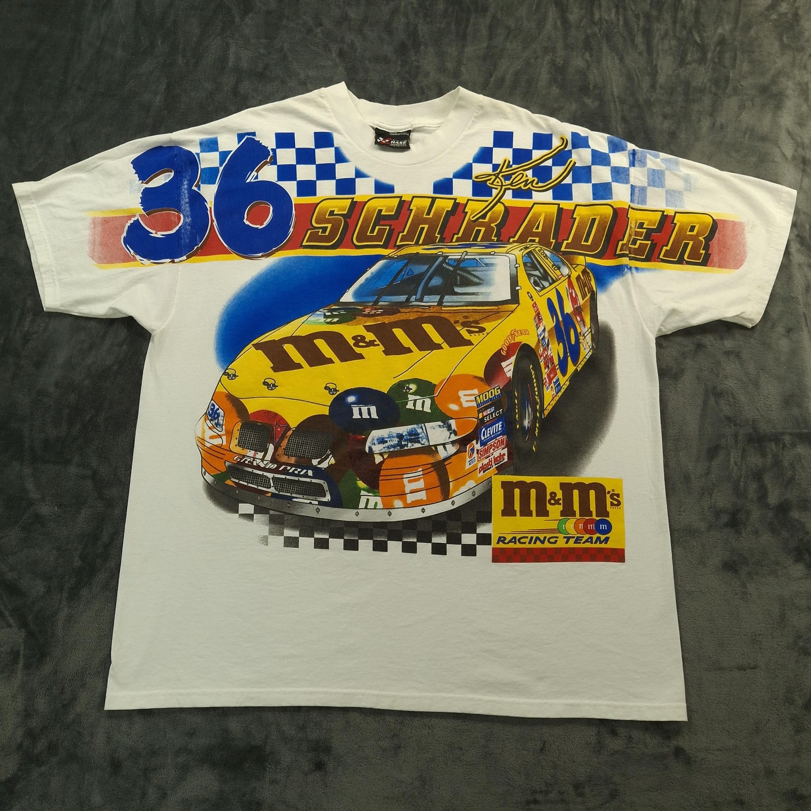 Vtg 2000 Ken Schrader Shirt XL 36 M&Ms NASCAR Racing Team All Over Print AOP