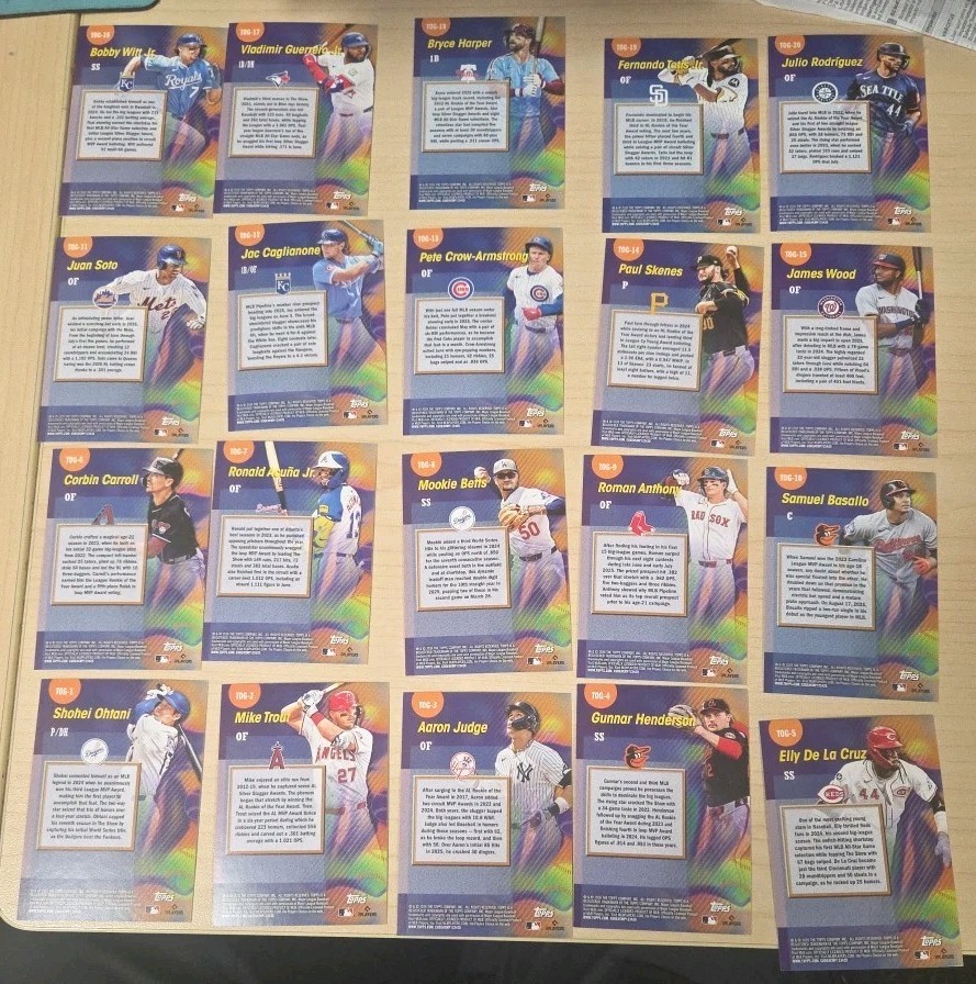 2026 MLB Topps Series 1 TITANS OF THE GAME COMPLETE 20 CARD SET TOG1-TOG20 NM