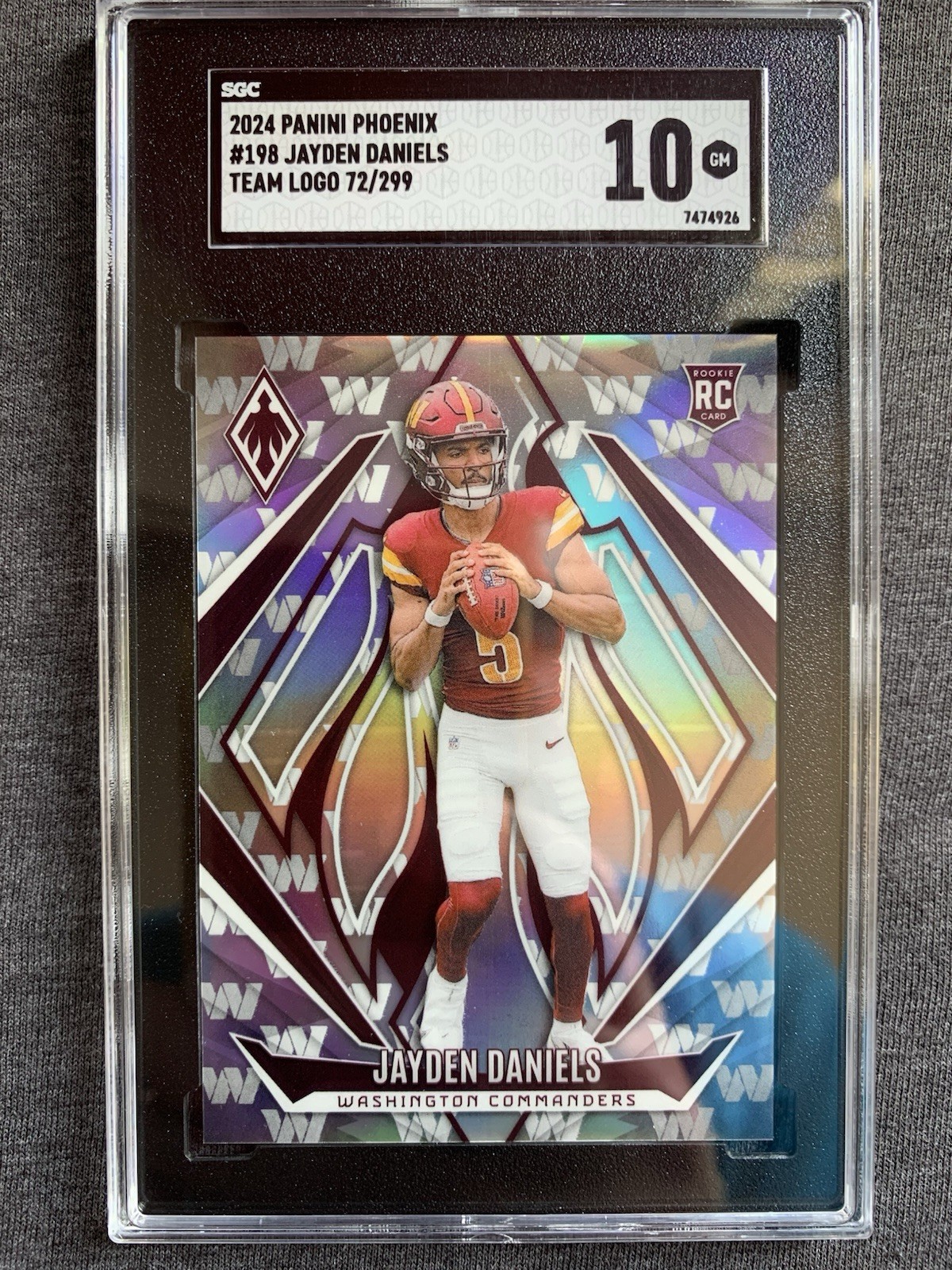 2024 Panini Phoenix Jayden Daniels #198 RC Team Logo SGC GM Gem Mint /299