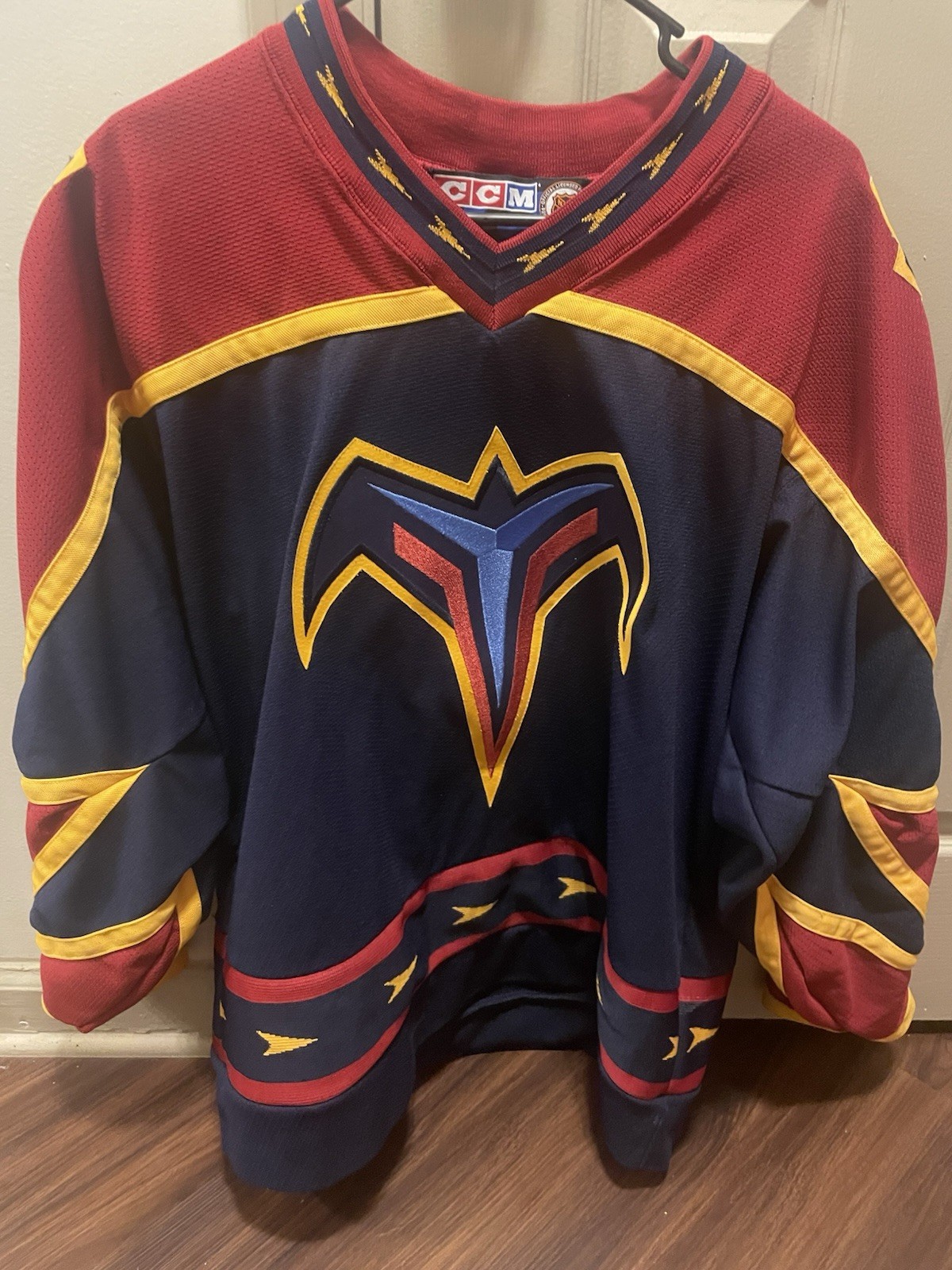 Atlanta Thrashers Koho Jersey Blue Clean Mic NHL Vintage Defunct Mens L Vintage