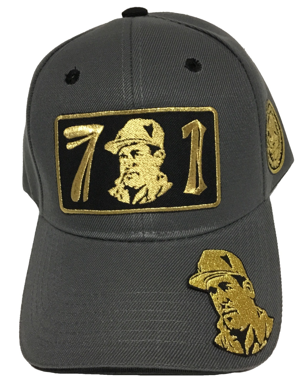 EL CHAPO GUZMAN 701 3 LOGOS HAT DARK GREY BLACK ADJUSTABLE LOGO FEDERAL