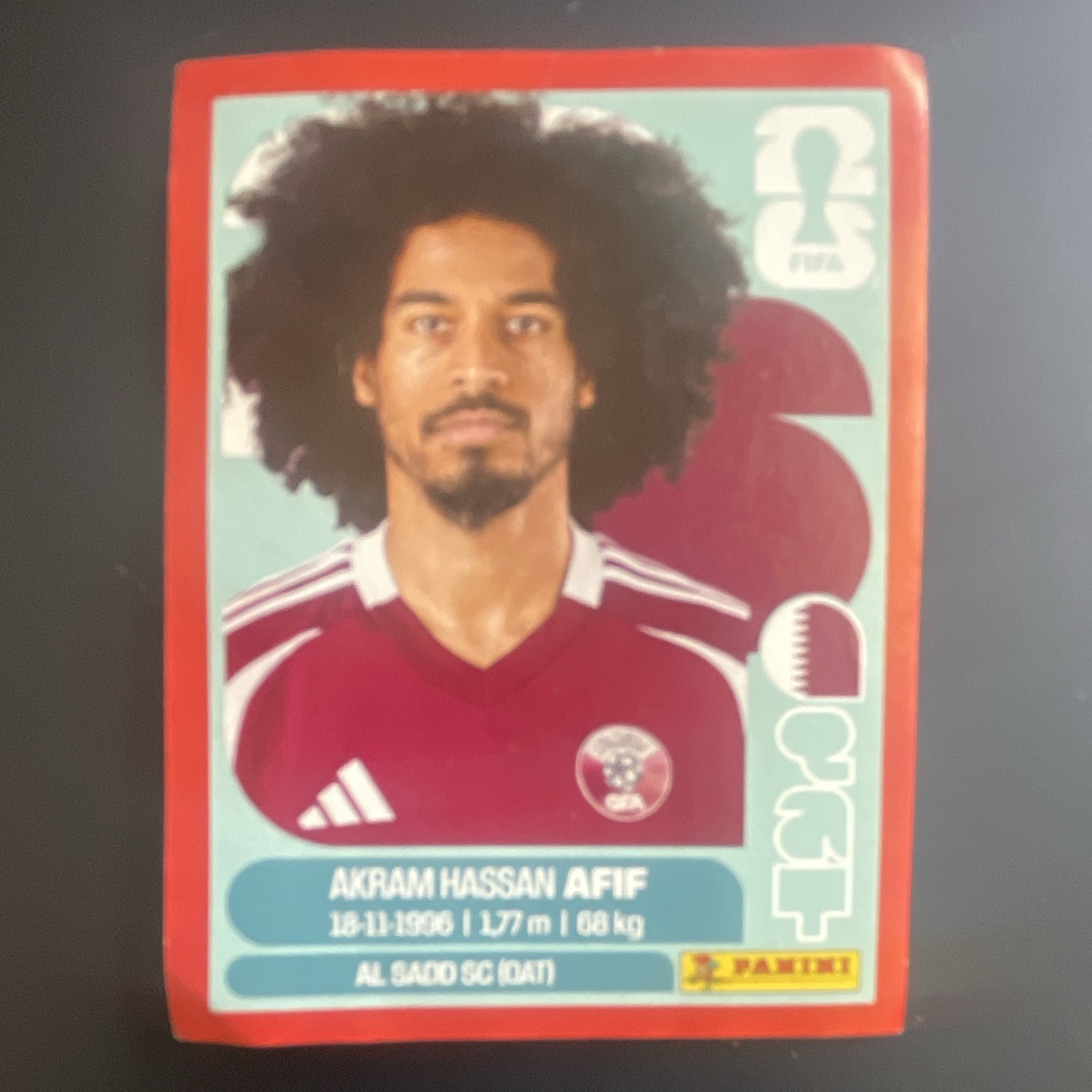 Panini FIFA World Cup 2026 Akram Hassan Afif QAT 18 Player Portrait Sticker