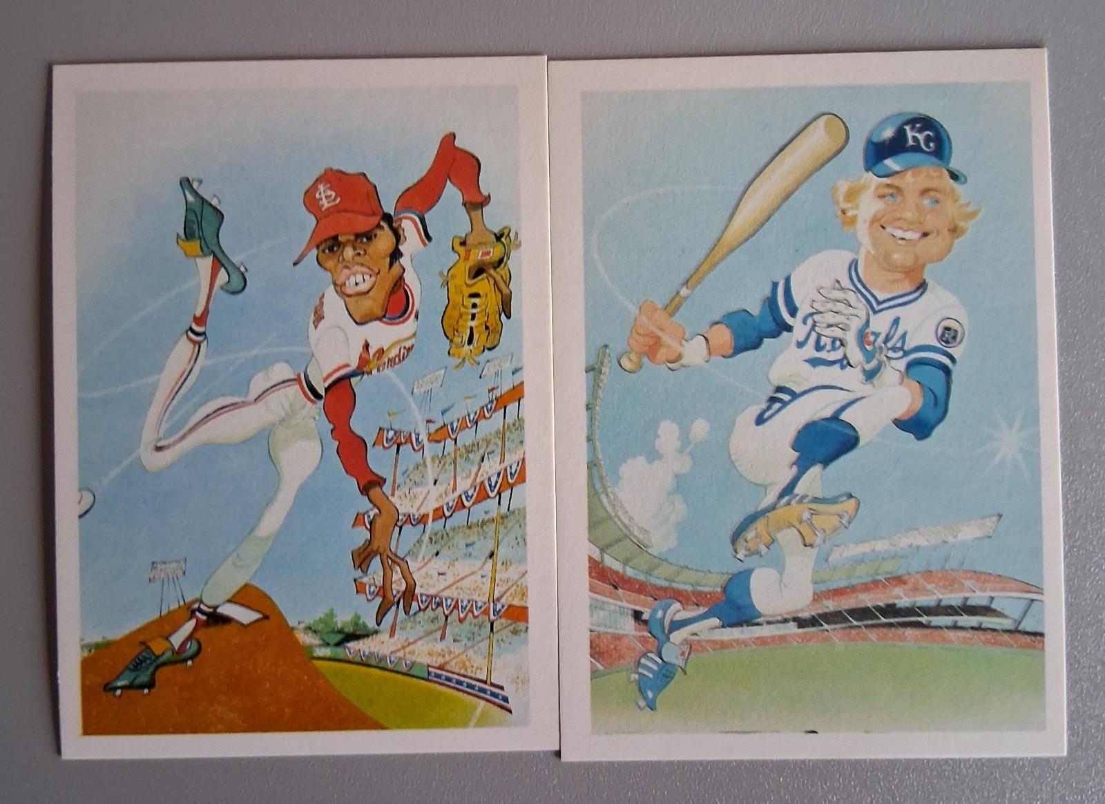 1985 Baseball Greats Caricatures 10 Card Set, Williams, Mantle, Mays, DiMaggio.