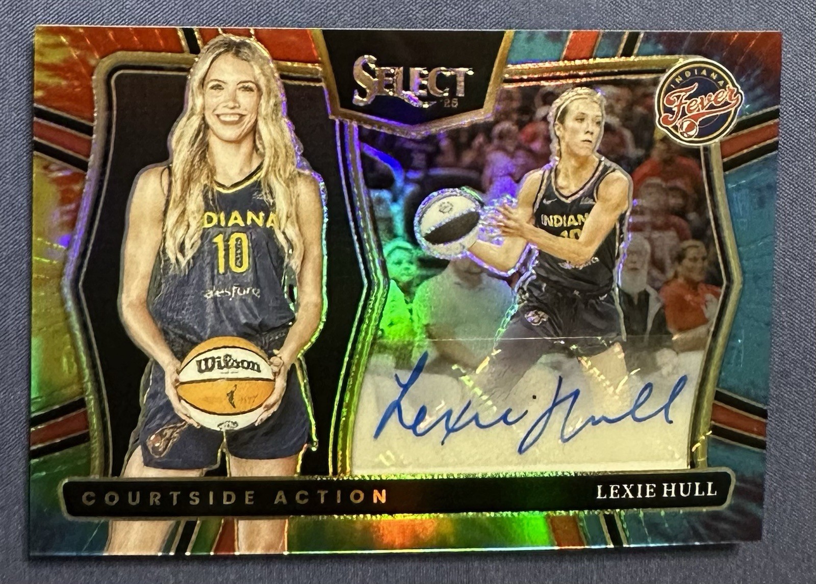 2025 Select WNBA LEXIE HULL COURTSIDE ACTION WHITE AUTO 06/25 Fever TYE DYE