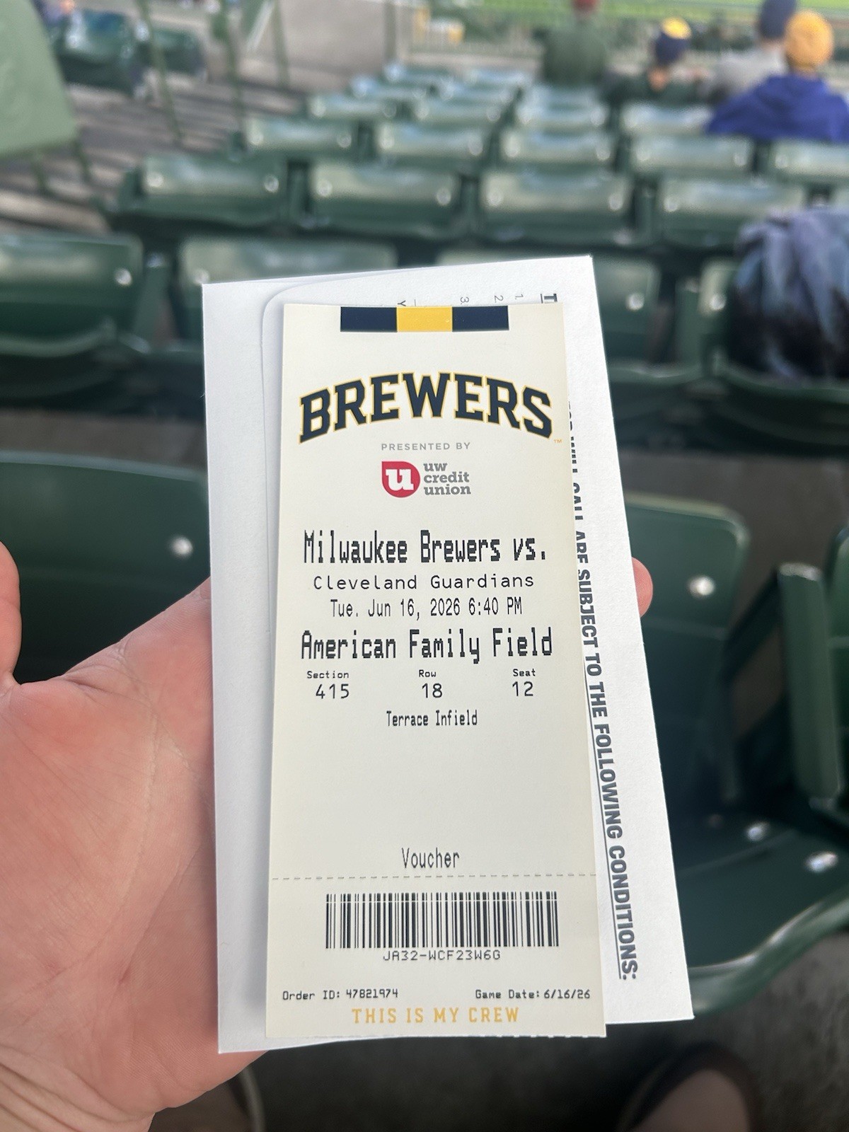 Cooper Pratt MLB Debut Ticket IN HAND Milwaukee Brewers Star Prospect 6/16/2026