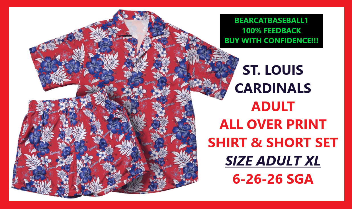 SIZE XL ST. LOUIS CARDINALS ALL OVER PRINT SHIRT & SHORT SET 6-26-26 SGA