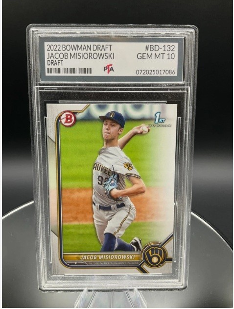 2022 Bowman Draft BD-132 Jacob Misiorowski 1ST Bowman Rookie~ GEM MINT PTA 10🔥