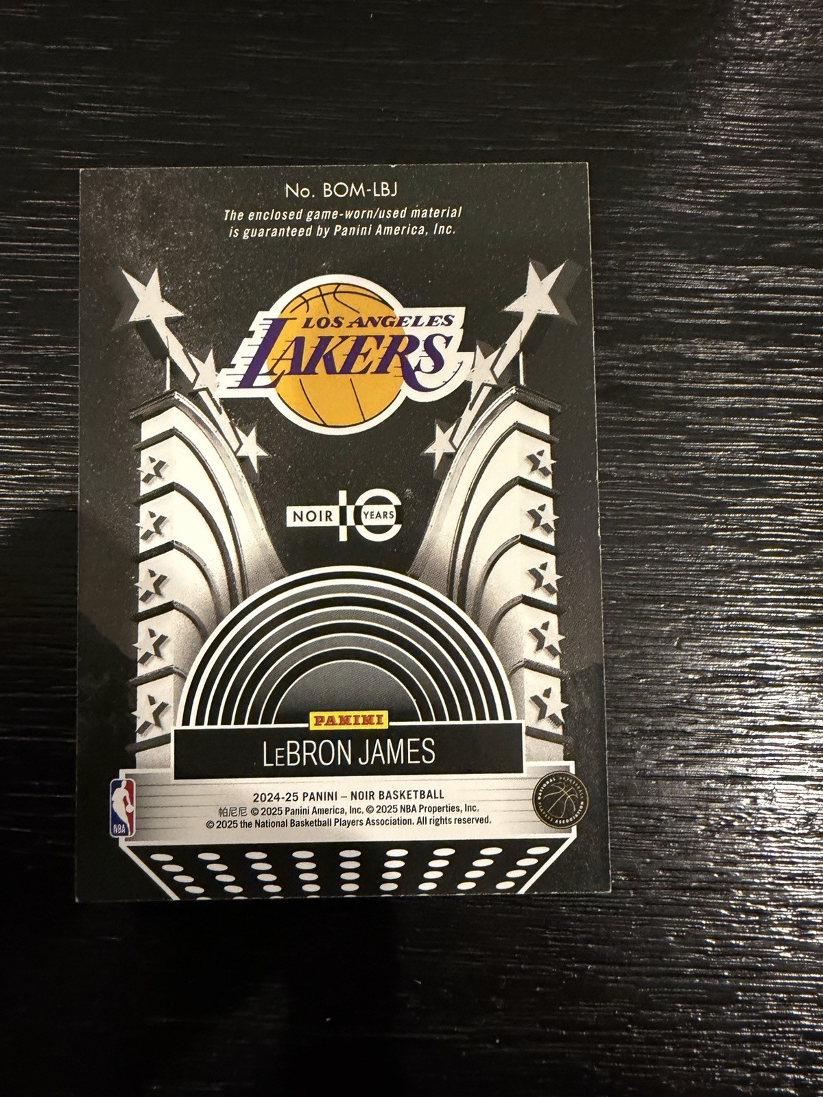 Panini 2023-24 Noir LeBron James Box Office Memorabilia #BOM-LBJ /20