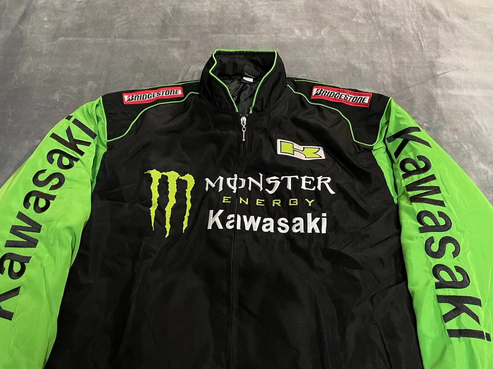 Unisex Adult Kawasaki Jacket Ebroidered Cotton Padded F 1 Racing Jacket