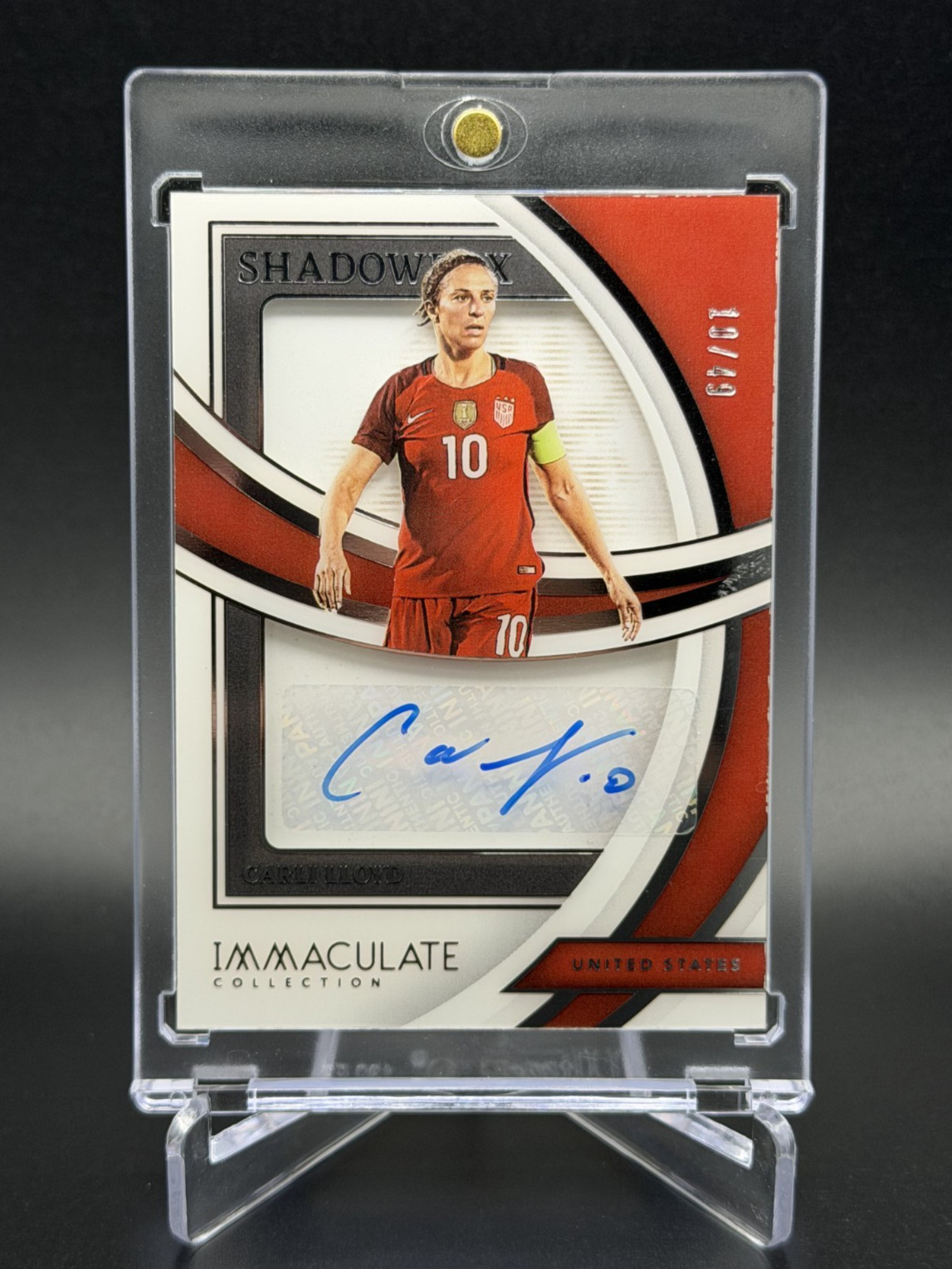 Carli Lloyd 💥⚽ SHADOWBOX AUTO SILVER JERSEY # 10/49! 2022-23 Panini Immaculate