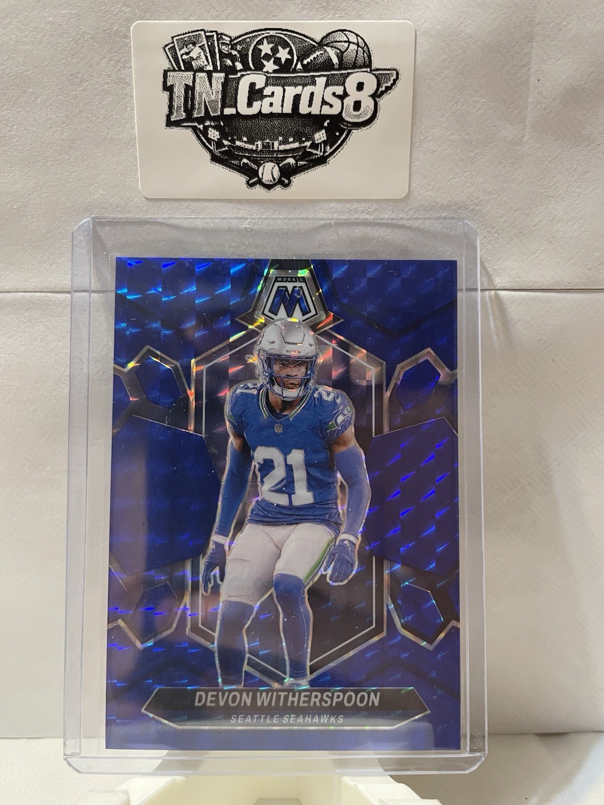 Panini Mosaic Football 2024 Devon Witherspoon Blue Mosaic Prizm 31/99 #202