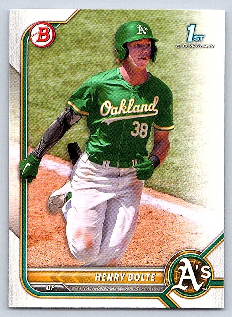 HENRY BOLTE A’s RC 1st card 2022 BOWMAN DRAFT #BD-121