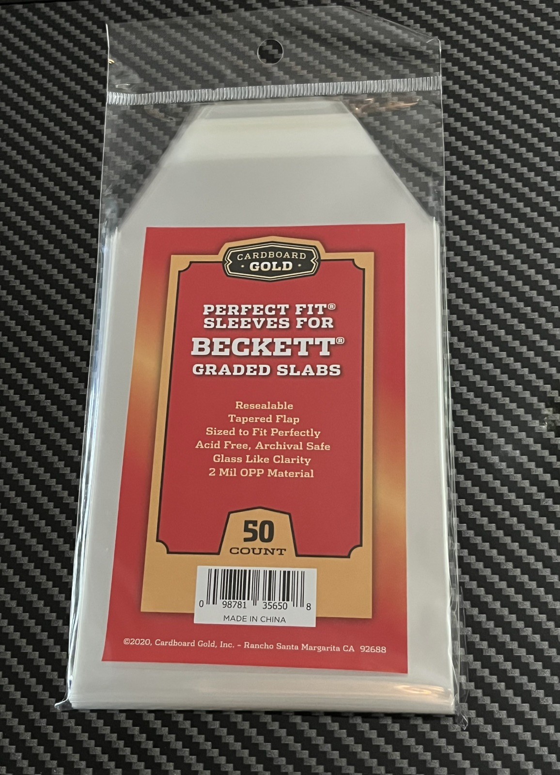Cardboard Gold Sleeves Pack of 50 Perfect Fit Resealable Beckett BGS Slabs