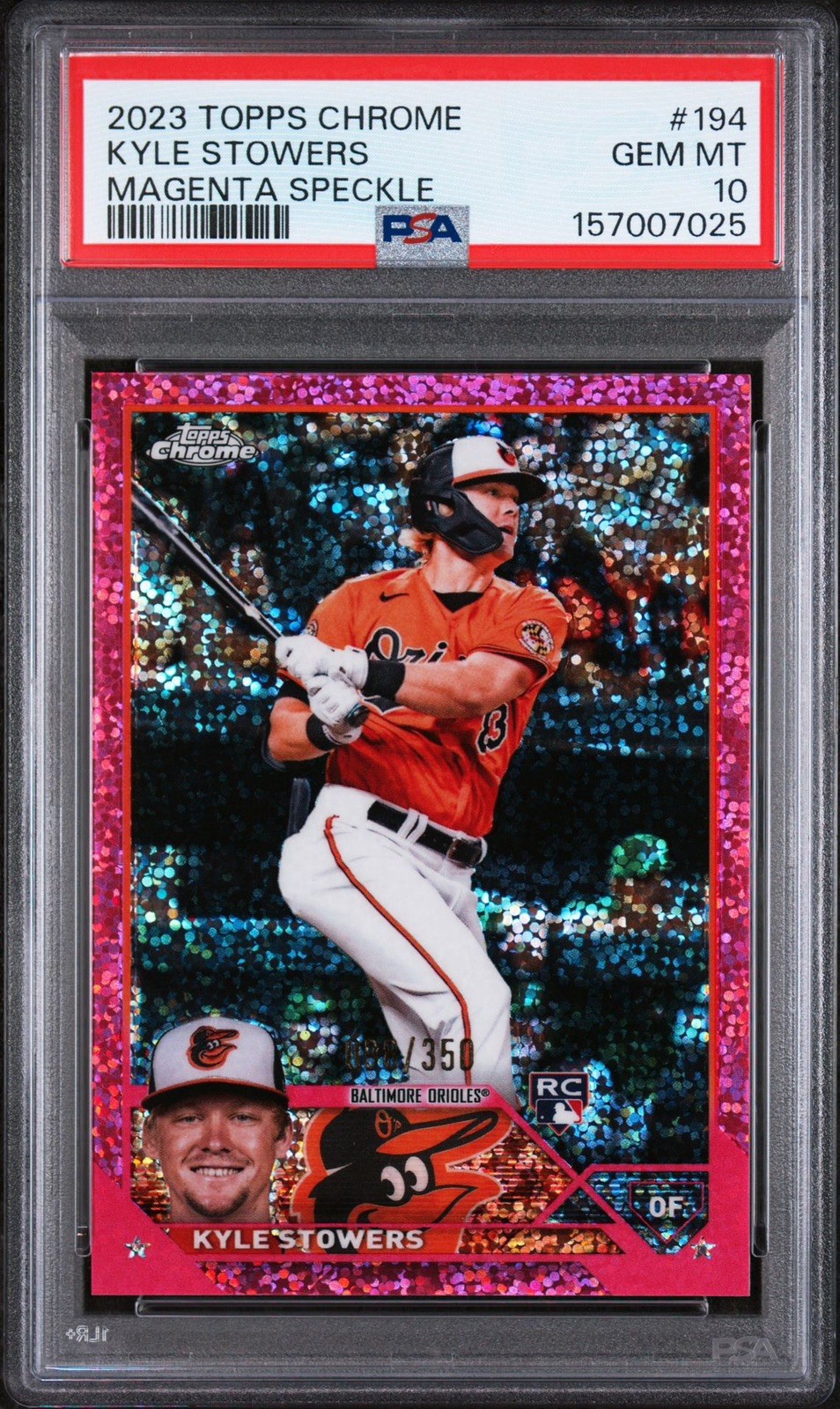 KYLE STOWERS 2023 Topps Chrome #194 (RC)(#’d) /350 Magenta Speckle Refractor