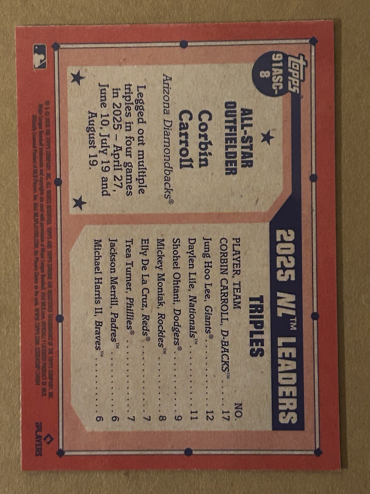Topps 2025 Series 2 1991 Chrome Silver Pack AS 91ASC-8 Silver Pack Mojo /199