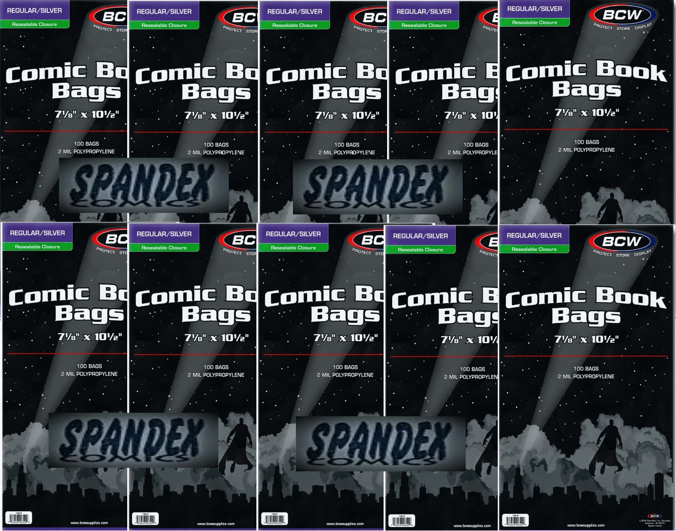 1000 – BCW Silver Regular Resealable 2-Mil Polypropylene Comic Book Bags!