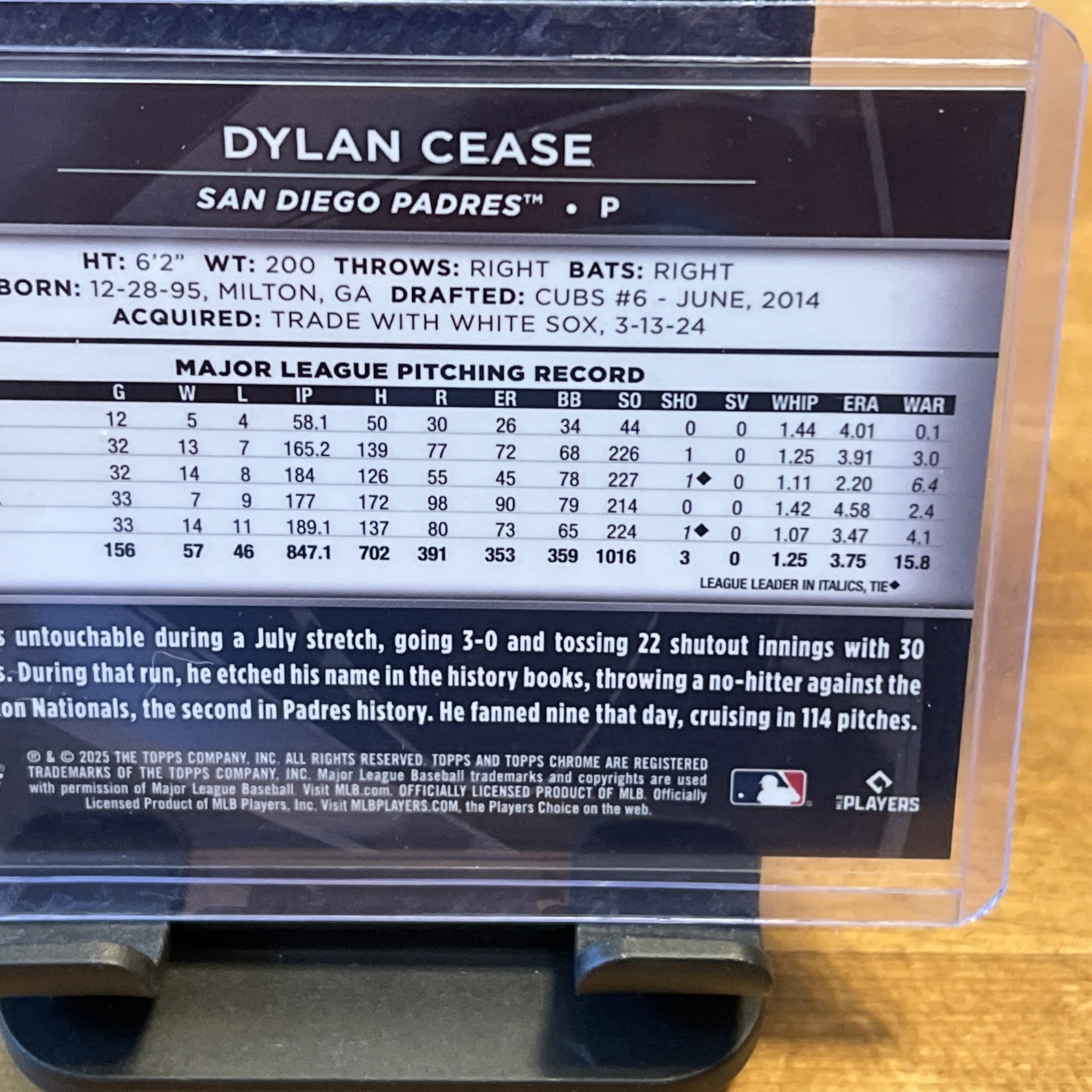 2025 Topps Chrome Black – Dylan Cease #73 Blue Refractor /150