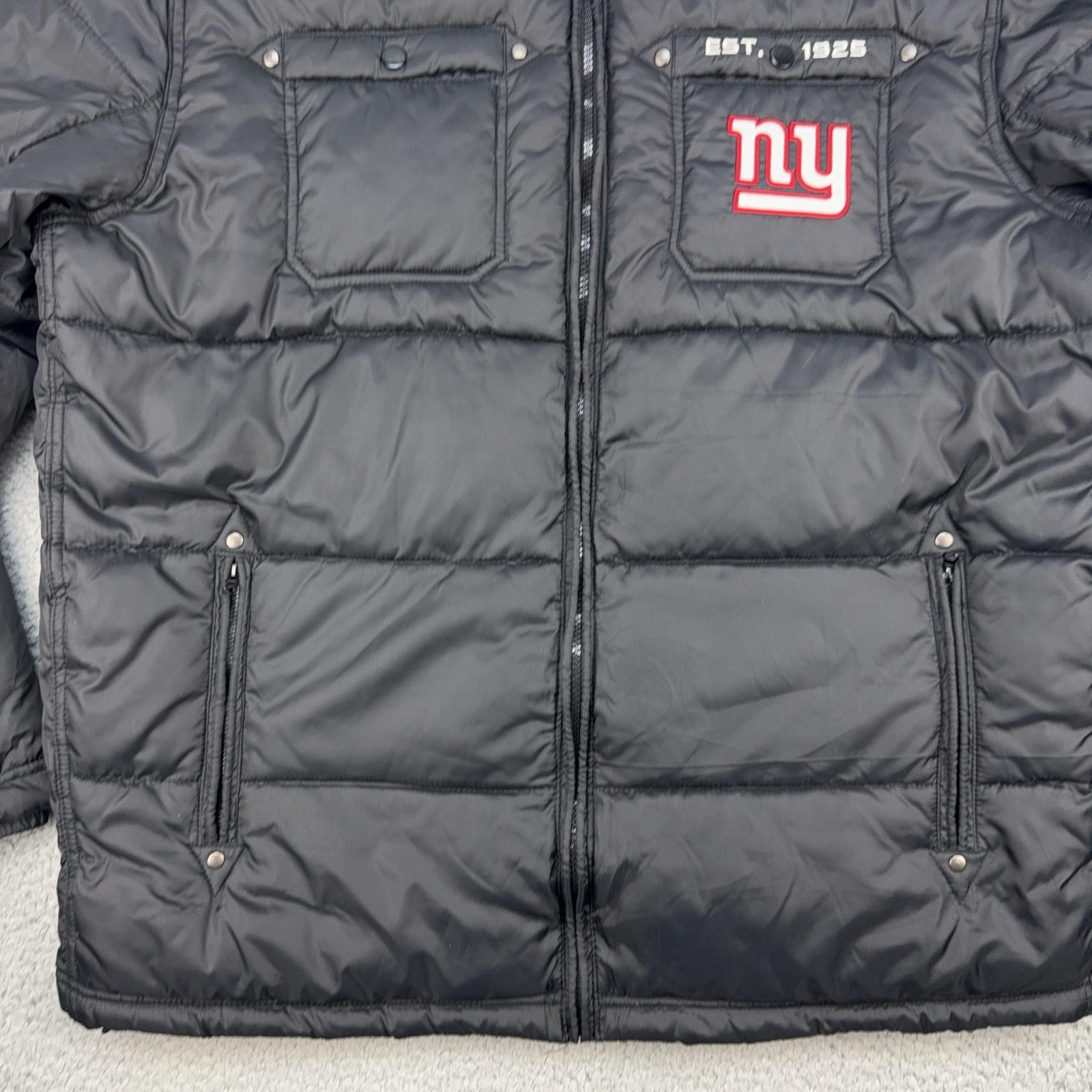 New York Giants Jacket Mens XL Black NFL Football NFL Pro Line Hooded Puffer