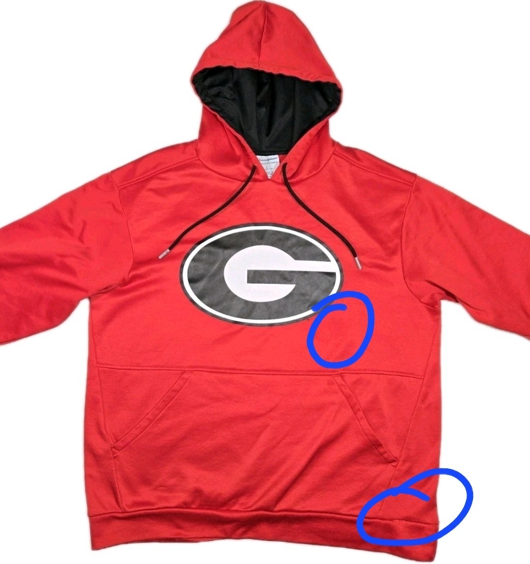 SEC Georgia Bulldogs UGA Pullover Hoodie Red Mens Large “Bad Condition “