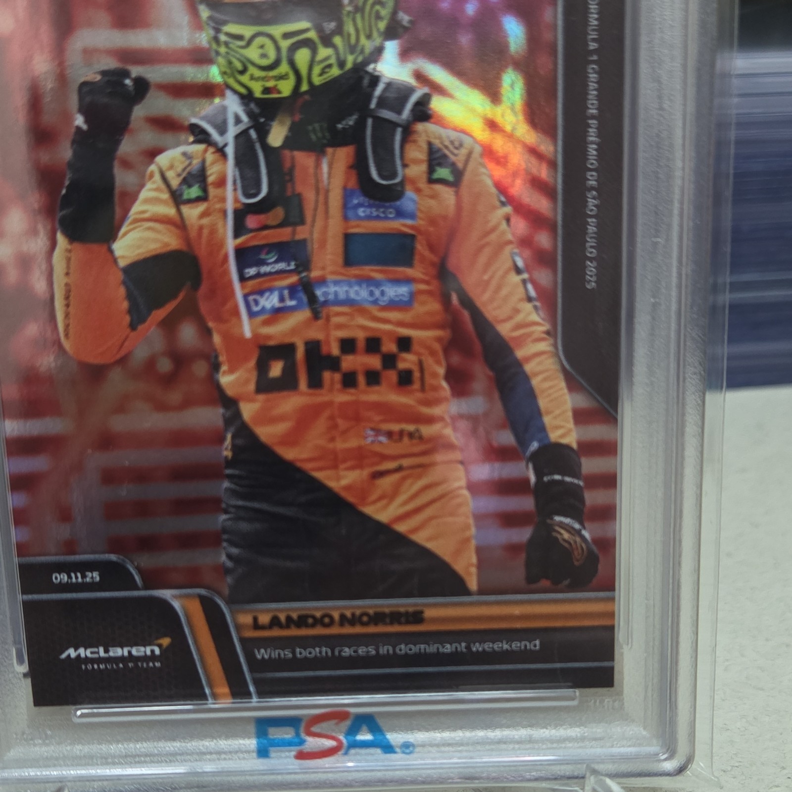 Topps 2025 Topps Now Formula 1 Lando Norris #75 Red Foil /5 PSA 9