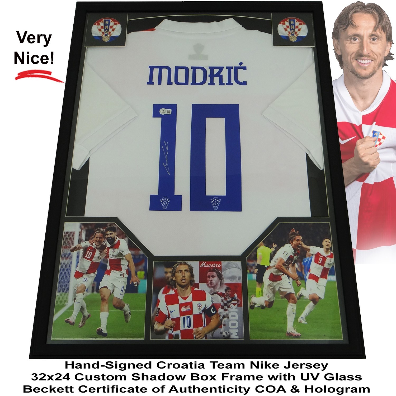 Luka Modric Croatia Hand-Signed Authentic Nike Jersey Custom Framed w/BAS COA