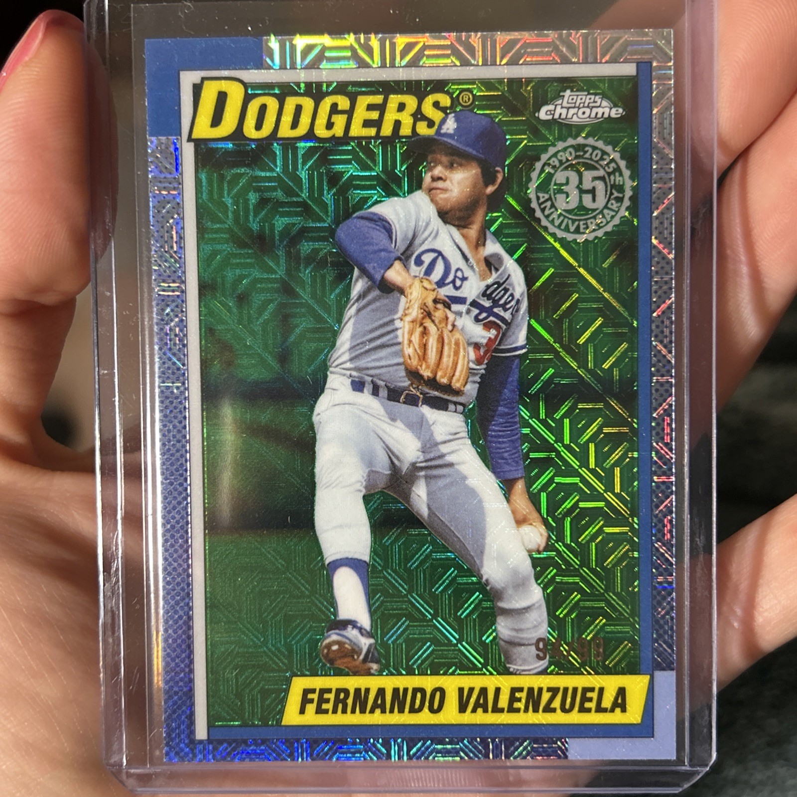 2025 Topps Update – 1990 Topps Chrome Fernando Valenzuela Green Refractor /99