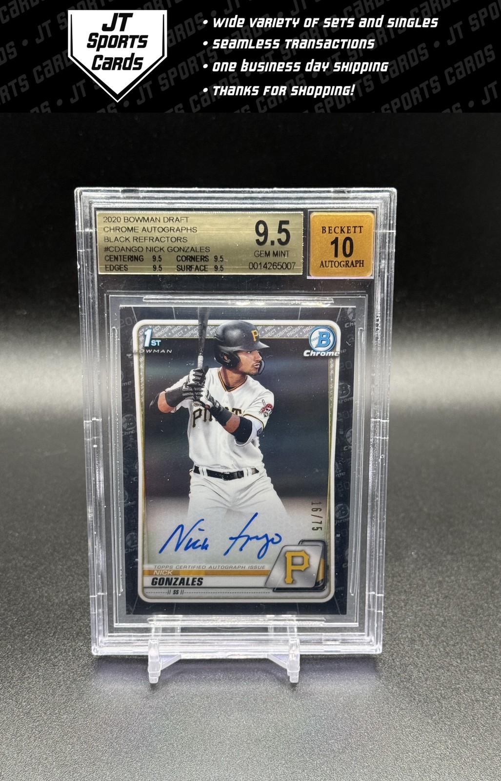 2020 Bowman Draft Nick Gonzales CDA-NGO 1st Black Refractor Auto /75 BGS 9.5