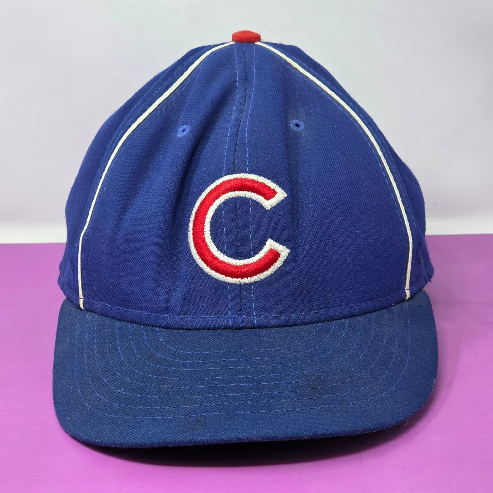Vintage MLB Chicago Cubs Hat Annco Blue Red White Baseball Cap Made In USA 7 1/2