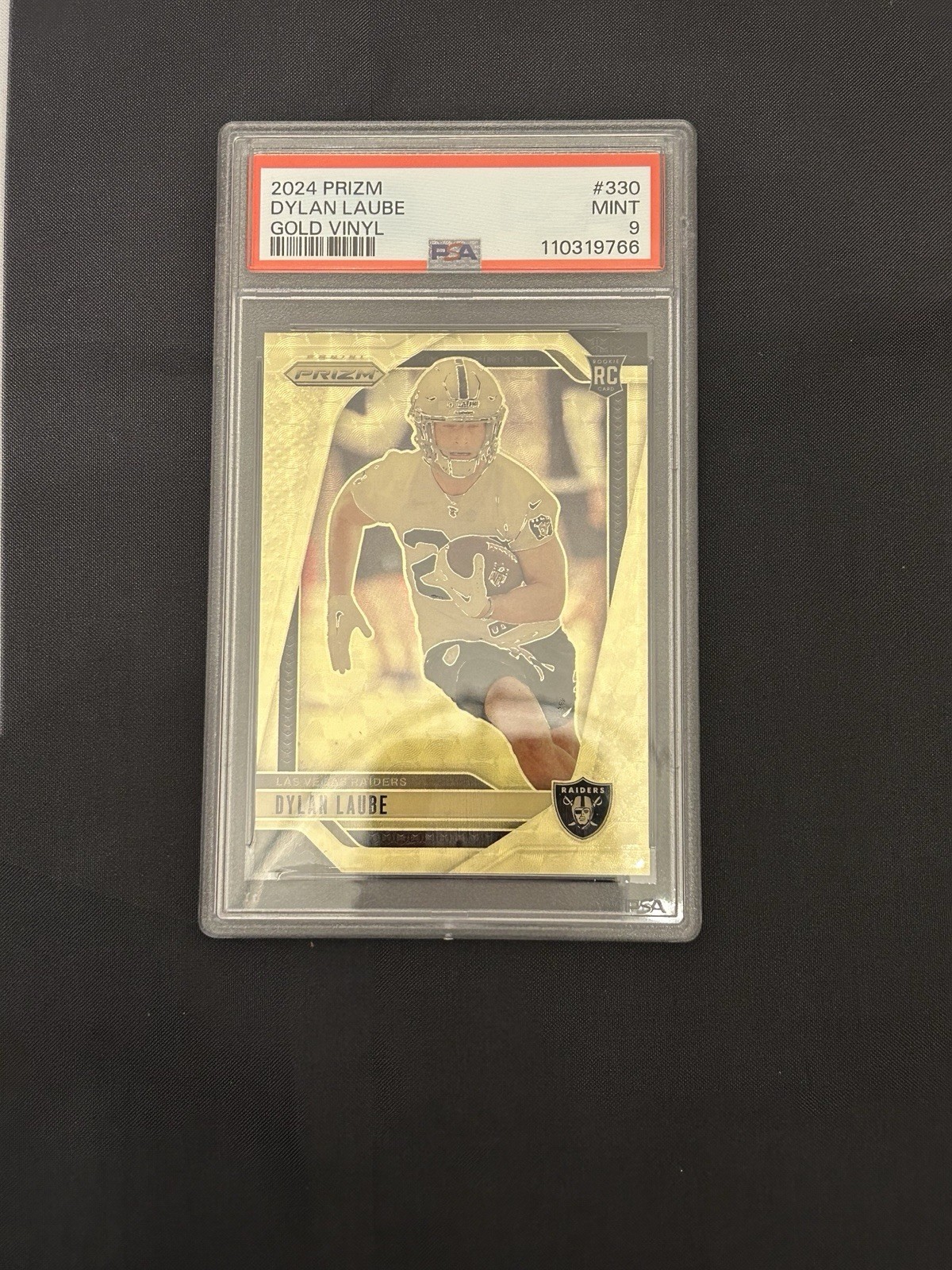 2024 Panini Prizm Gold vinyl Dylan Laube /5 PSA 9