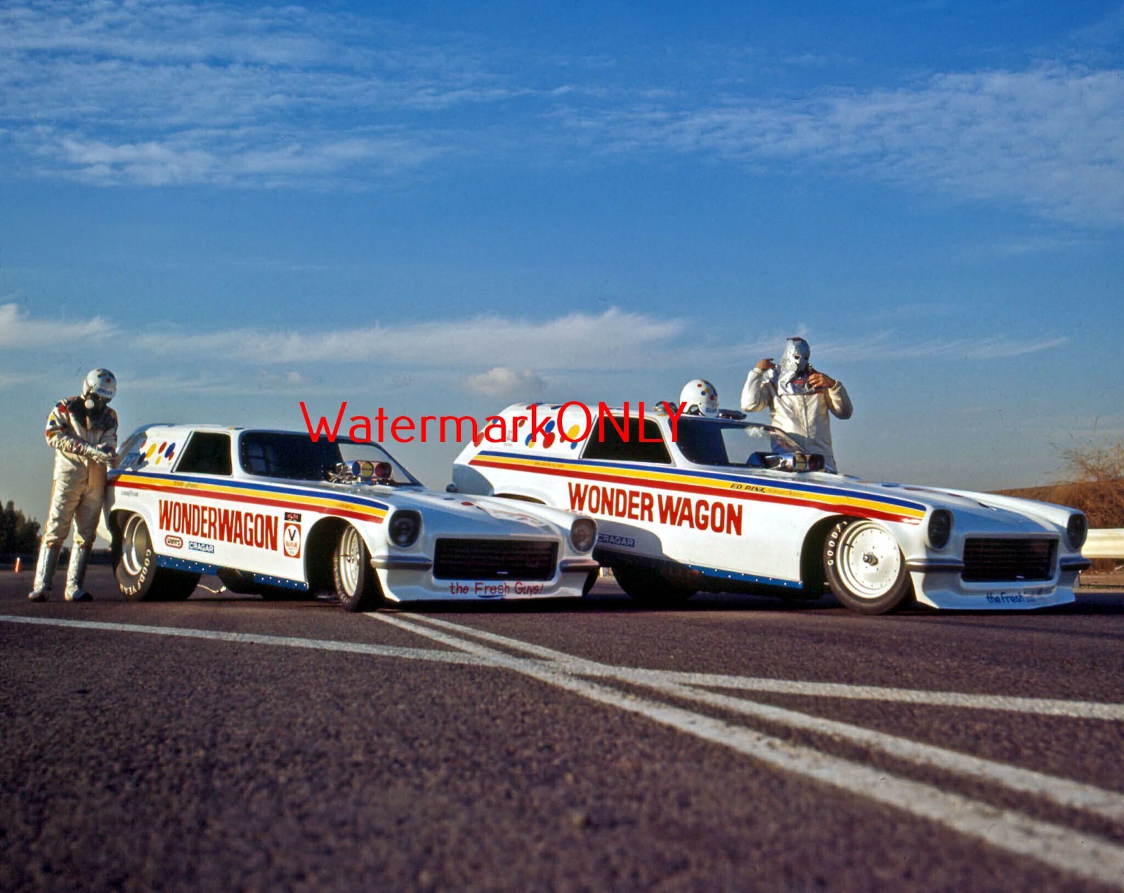 “Kelly Brown” & “Glenn Way” ’72 “Wonder Wagon” Vega’s NITRO Funny Car PHOTO! #9b