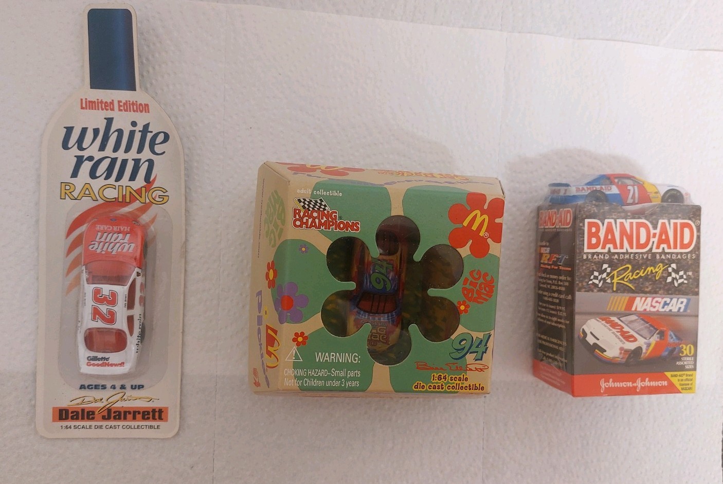 Nascar Car Advertiser Lot White Rain, Band-Aid, McDonald’s