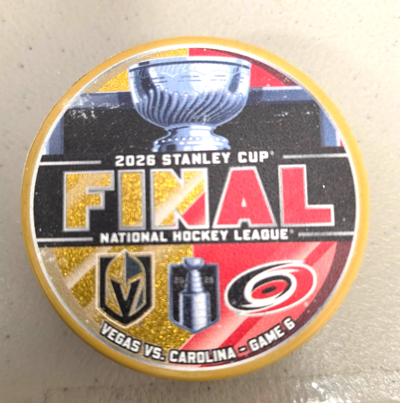 2026 VEGAS GOLDEN KNIGHTS VS CAROLINA HURRICANES SCF G 6 MATCH UP PUCK T-MOBILE