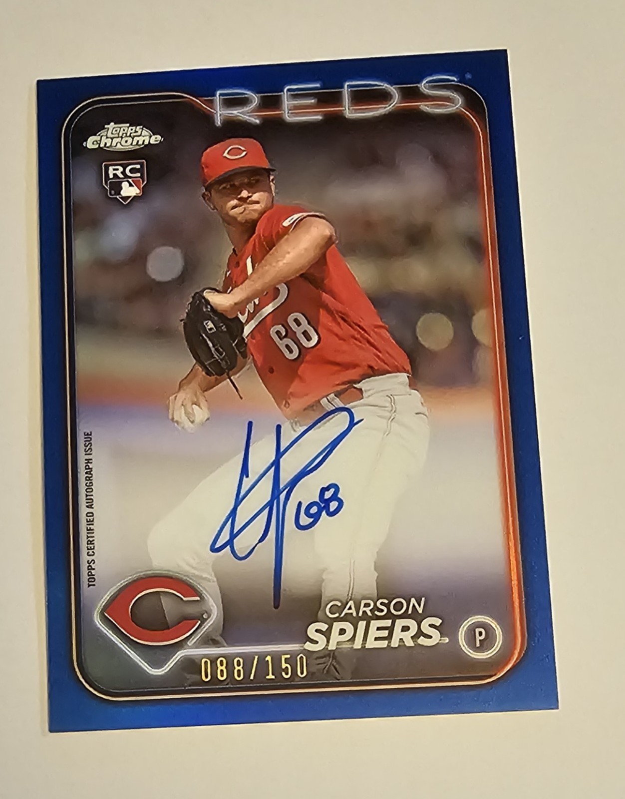 2024 Topps Chrome Carson Spiers #RA-CSP Rookie Autographs Blue Refractor /150