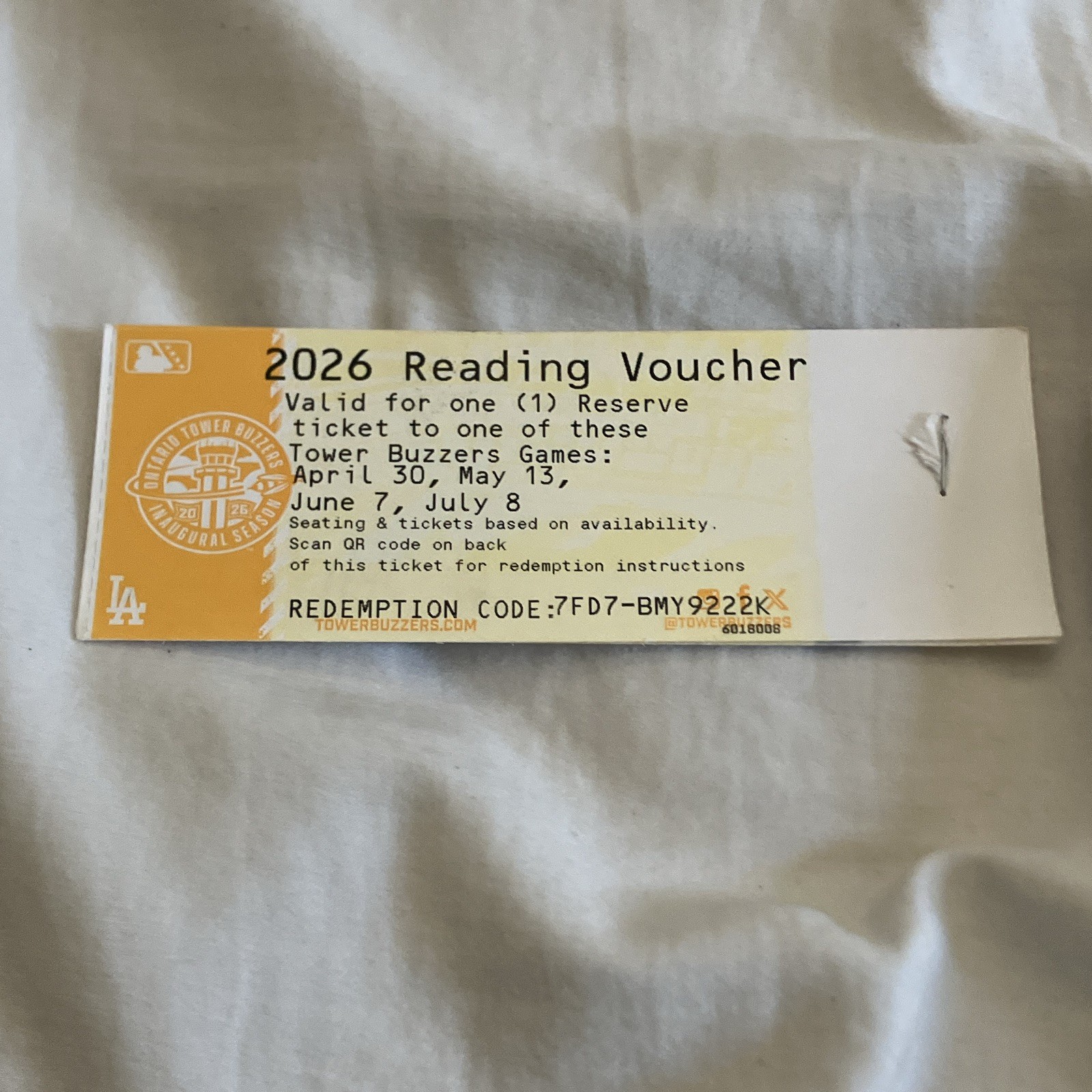 2 Ontario tower buzzer baseball game tickets