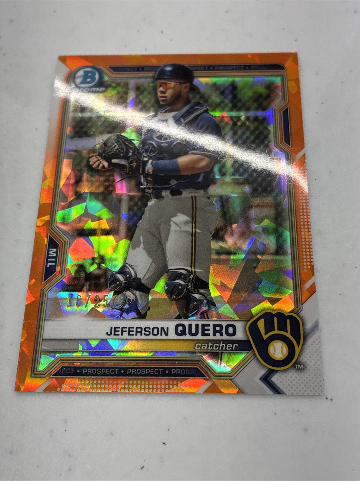 2021 Bowman Chrome Draft Jeferson Quero Orange /25 BREWERS