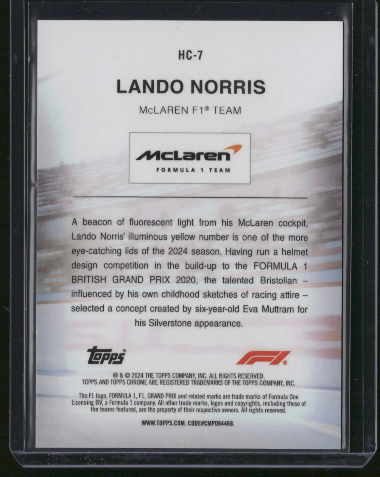 Lando Norris 2024 Topps Chrome Helmet Collection Orange /25 #HC-7