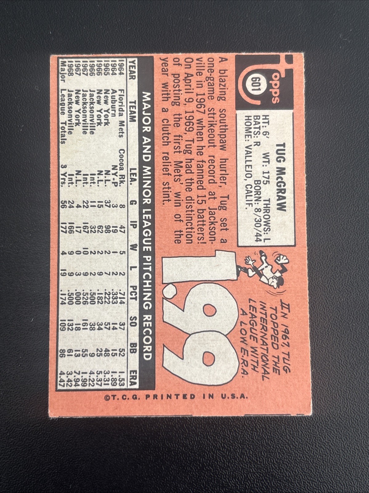 1969 Topps – High # Tug McGraw #601