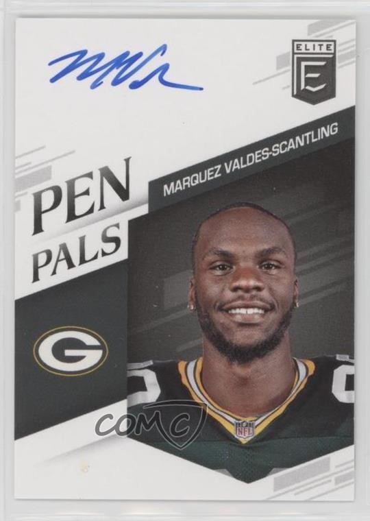 2018 Donruss Elite Pen Pals Blue Ink Marquez Valdes-Scantling Rookie Auto RC 8at