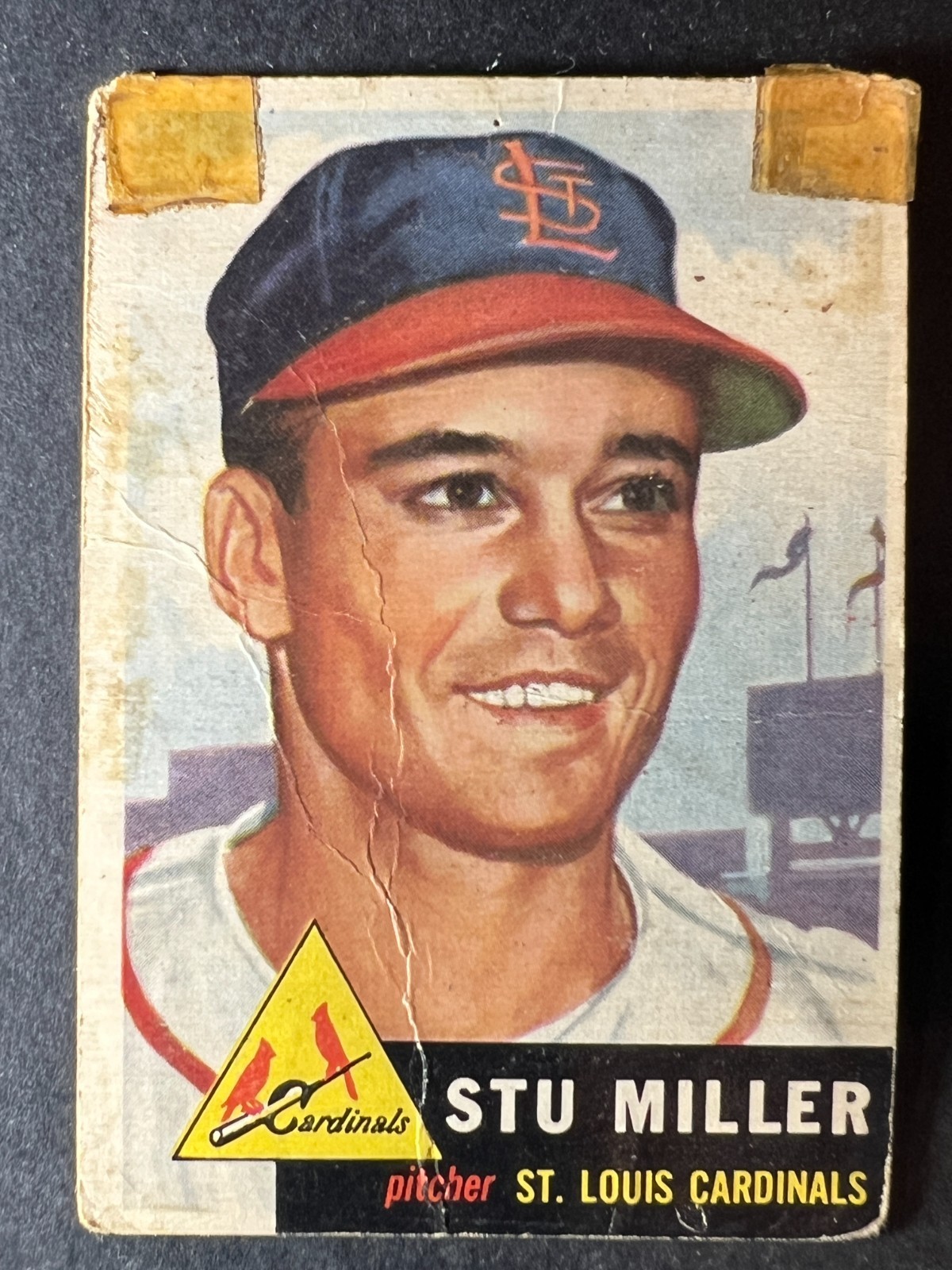 1953 Topps Stu Miller #183 (RC) poor creased tape damage