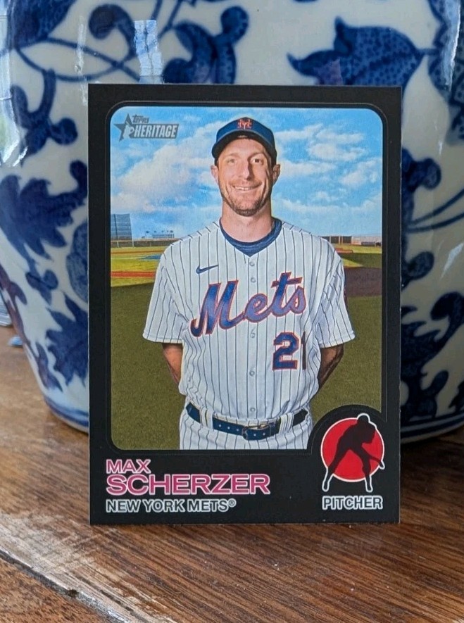 Max Scherzer 2022 Topps Heritage High Number Black Border /50 – Near Mint/Mint