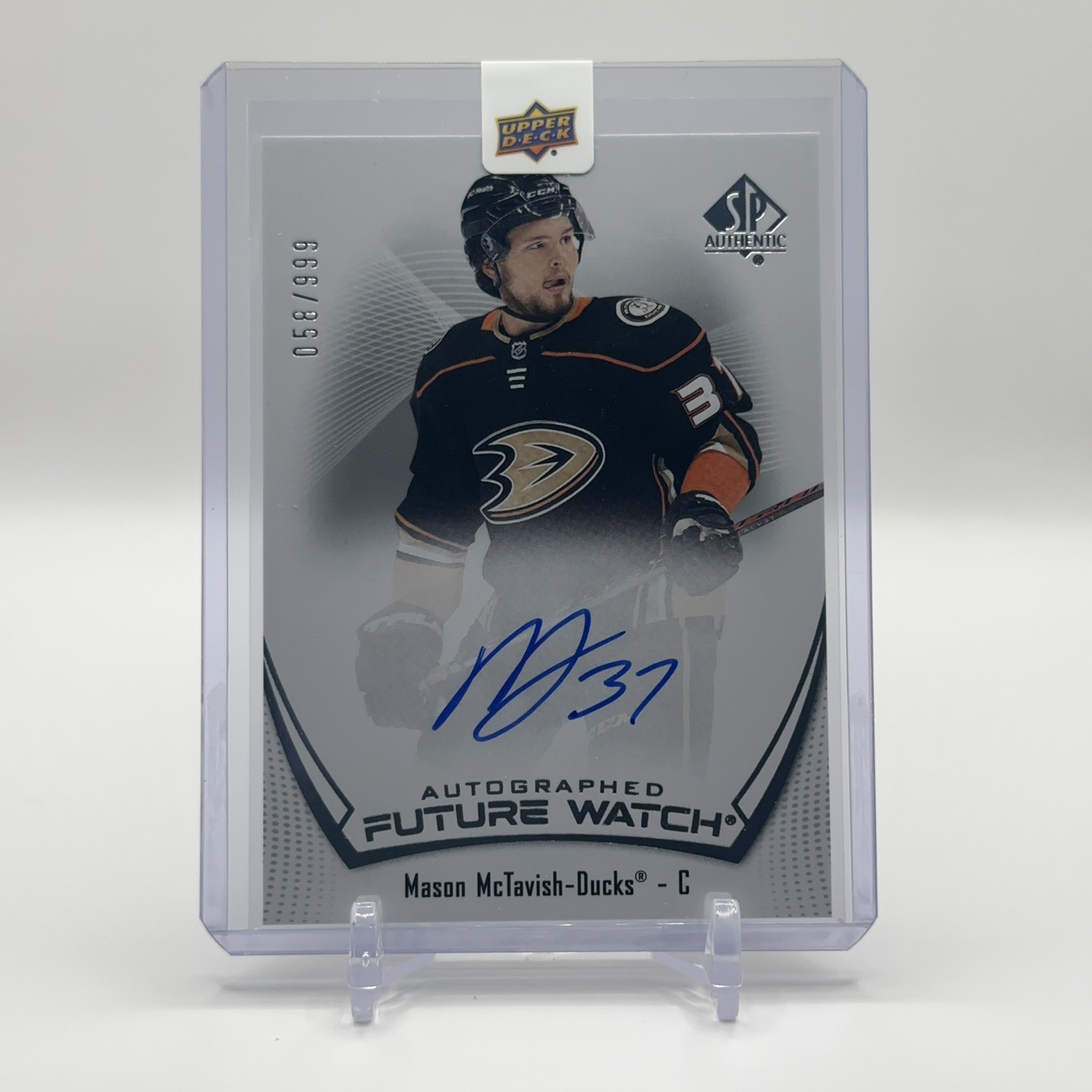 2021-22 SP Authentic Mason McTavish Future Watch Auto /999 RC Ducks FWA