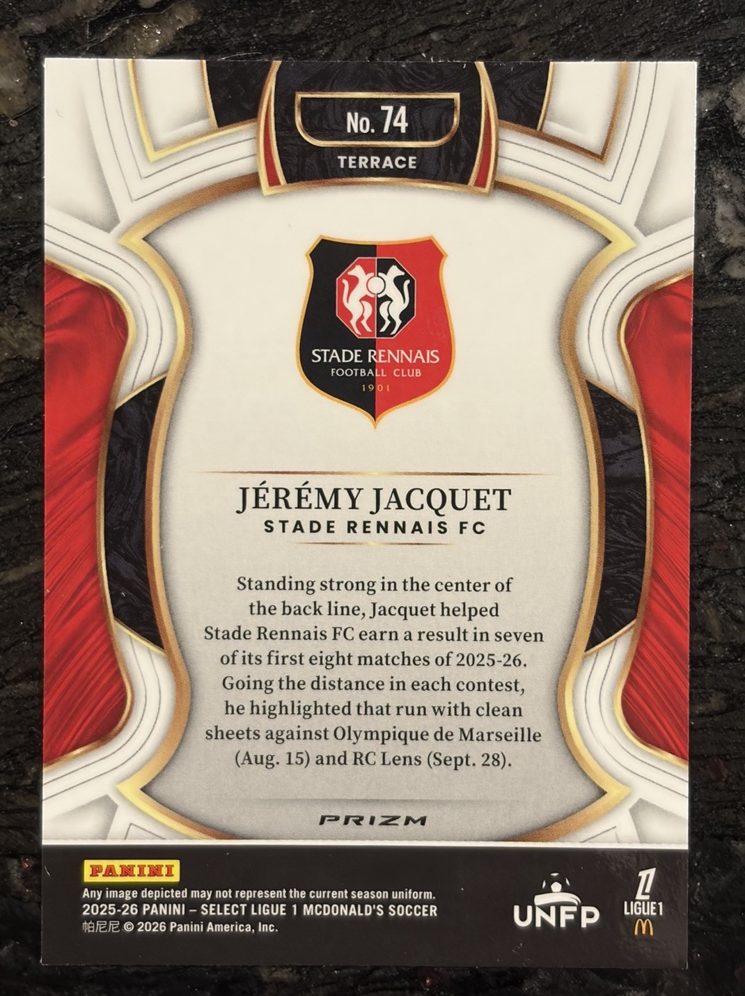 2025-26 Panini Select Ligue 1 #74 Jeremy Jacquet RC Silver Prizm Liverpool