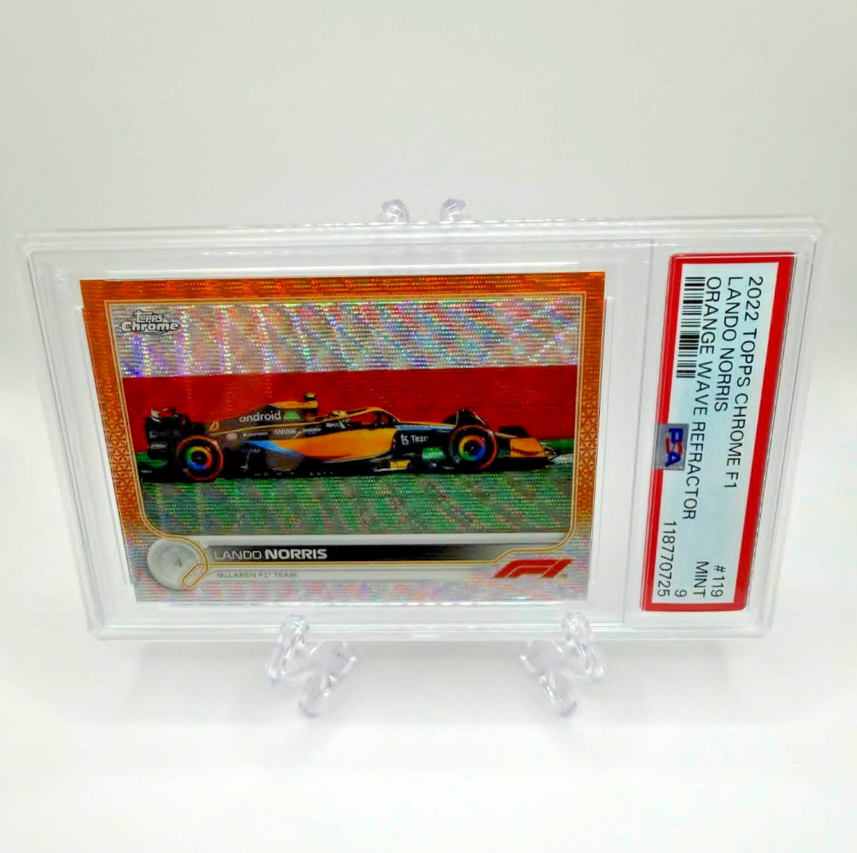 2022 Topps Chrome F1 #119 Lando Norris Orange Wave Refractor McLaren #/25 PSA 9!