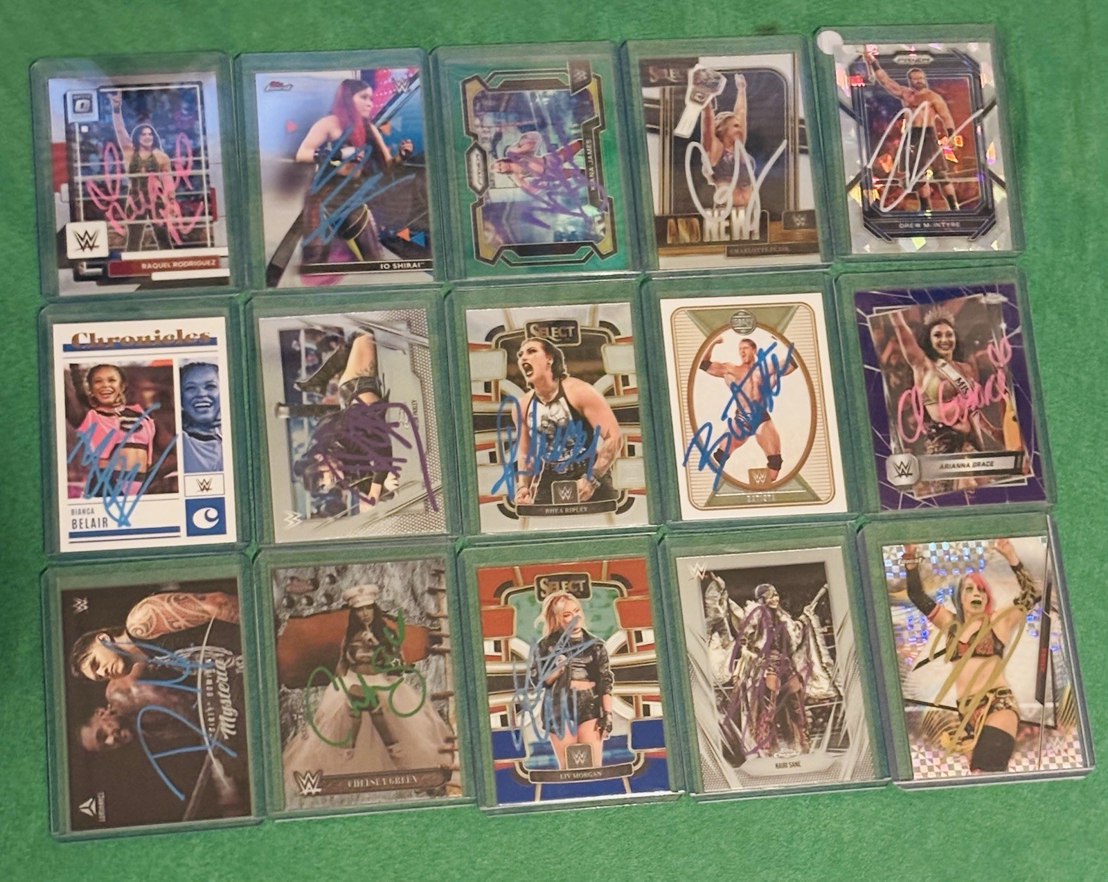 15 Card WWE Auto Lot (In person) Big Names – Liv, Rhea, Chelsea, Paxley, Batista