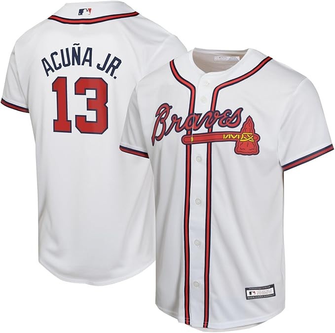 Ronald Acuna Jr. #13 Atlanta Braves MLB Kids Youth 8-20 White Home Player Jersey