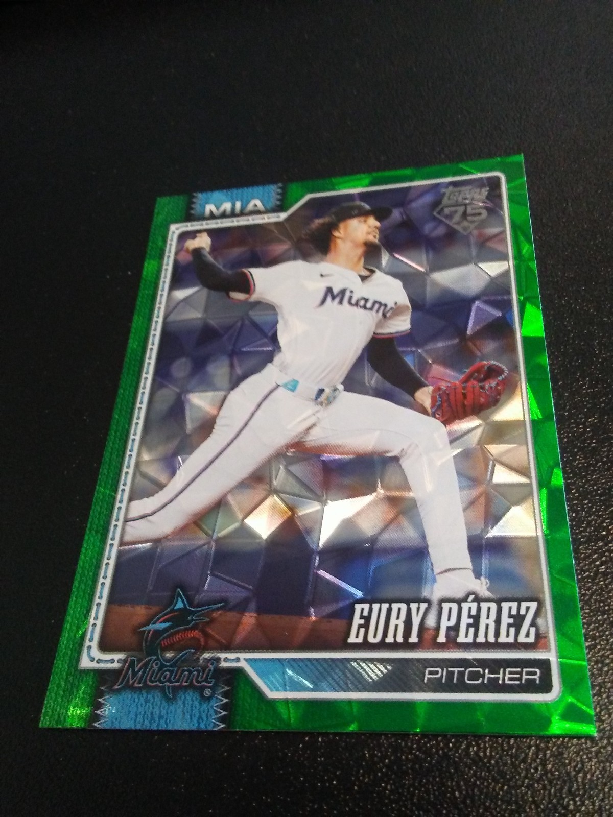 2026 Topps Series 1 #285 Eury Perez Green Diamante Foil /99 -Miami Marlins-