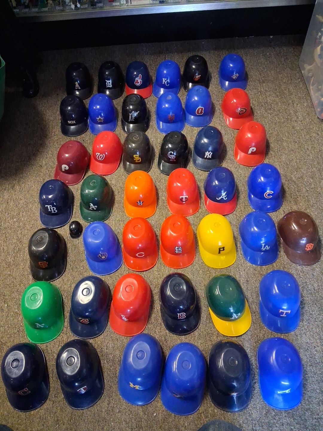 Lot of 44 Laish Plastic Baseball Cap Lot 5 Inches Long 1970s MLB As Mets Yankees